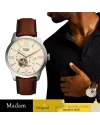 นาฬิกาข้อมือผู้ชาย ME3266,สาย Leather, สีน้ำตาล 44 mm  .