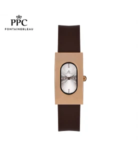 นาฬิกาข้อมือ PARIS POLO CLUB PPC-DF03-BR-RWE DORÉE OVALE CARRÉ MODERN BROWN / ROSEGOLD WHITE