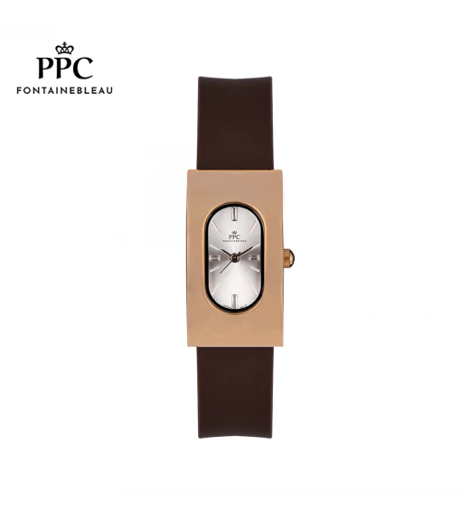 นาฬิกาข้อมือ PARIS POLO CLUB PPC-DF03-BR-RWE DORÉE OVALE CARRÉ MODERN BROWN / ROSEGOLD WHITE