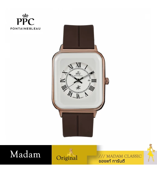 นาฬิกาข้อมือ PARIS POLO CLUB PPC-DH01-BR-RWE JEUNESSE QUAD EDGE ROMAN DATE BROWN / ROSEGOLD WHITE	