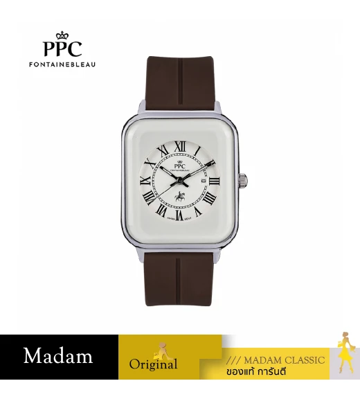นาฬิกาข้อมือ PARIS POLO CLUB PPC-DH01-BR-WE JEUNESSE QUAD EDGE ROMAN DATE BROWN / WHITE	