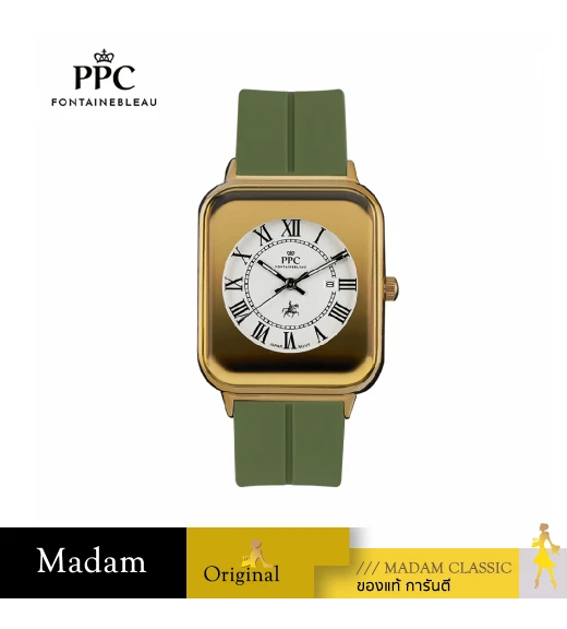 นาฬิกาข้อมือ PARIS POLO CLUB PPC-DH01-GN-GDW JEUNESSE QUAD EDGE ROMAN DATE GREEN / GOLD WHITE	