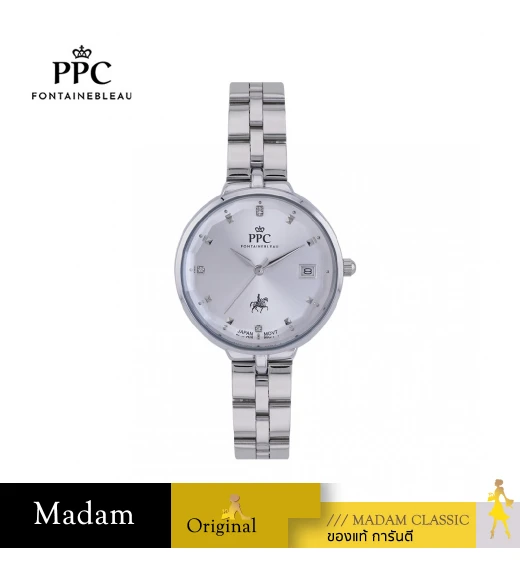 นาฬิกาข้อมือ PARIS POLO CLUB PPC-DI05-WE JOAN CRYSTAL DOME DATE WHITE	