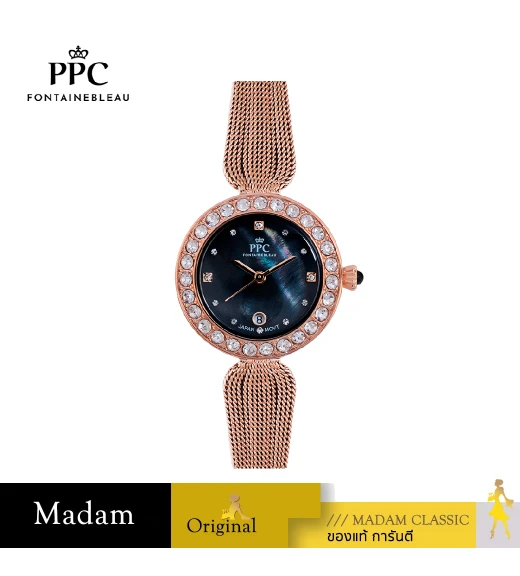 นาฬิกาข้อมือ PPC FONTAINEBLEAU PPC-EB01-RG-BK ÉTOILE DIAMOND SWEAVE DATE 28 MM,ROSEGOLD / BLACK