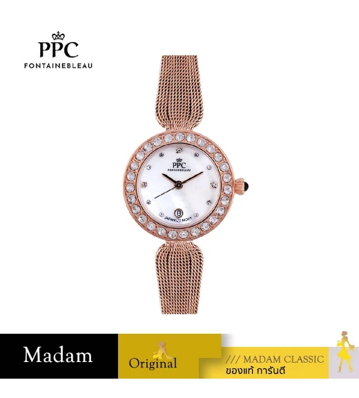 นาฬิกาข้อมือ PPC FONTAINEBLEAU PPC-EB01-RG-WE ÉTOILE DIAMOND SWEAVE DATE 28 MM,ROSEGOLD / WHITE