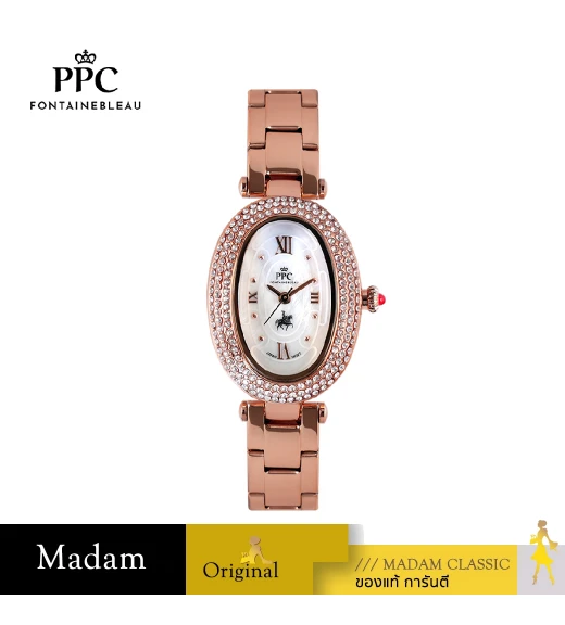 นาฬิกาข้อมือ PPC FONTAINEBLEAU PPC-EB06-RG-WE OVALE ROMANS ARENA 25 MM,ROSEGOLD / WHITE