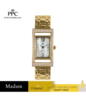 นาฬิกาข้อมือ PPC FONTAINEBLEAU PPC-EC03-GD-WE DORÉE DIAMOND GALLERY DATE 21 MM,GOLD / WHITE