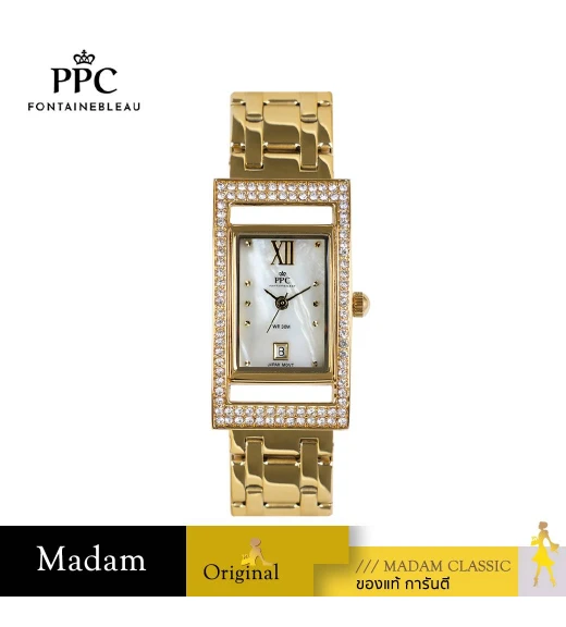 นาฬิกาข้อมือ PPC FONTAINEBLEAU PPC-EC03-GD-WE DORÉE DIAMOND GALLERY DATE 21 MM,GOLD / WHITE