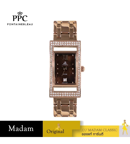 นาฬิกาข้อมือ PPC FONTAINEBLEAU PPC-EC03-RG-BR DORÉE DIAMOND GALLERY DATE 21 MM,ROSEGOLD / BROWN