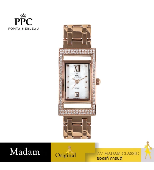 นาฬิกาข้อมือ PPC FONTAINEBLEAU PPC-EC03-RG-WE DORÉE DIAMOND GALLERY DATE 21 MM,ROSEGOLD / WHITE