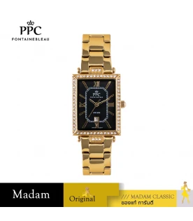 นาฬิกาข้อมือ PPC FONTAINEBLEAU PPC-EC07-GD-BK DORÉE ROMANS LUXE DATE 23 MM,GOLD / BLACK
