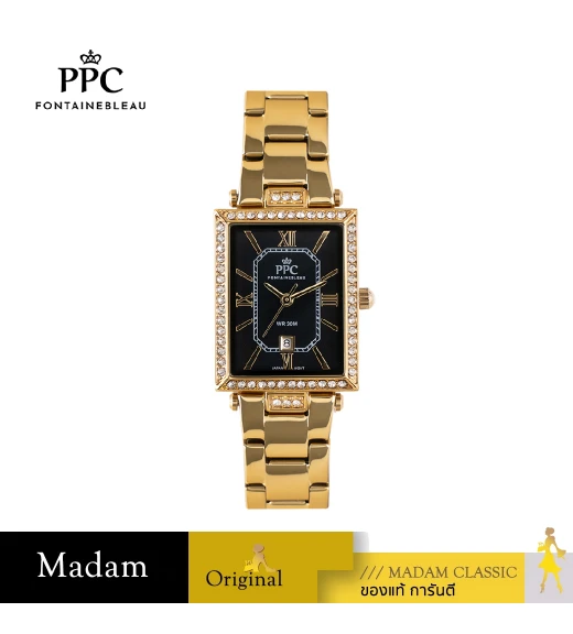 นาฬิกาข้อมือ PPC FONTAINEBLEAU PPC-EC07-GD-BK DORÉE ROMANS LUXE DATE 23 MM,GOLD / BLACK