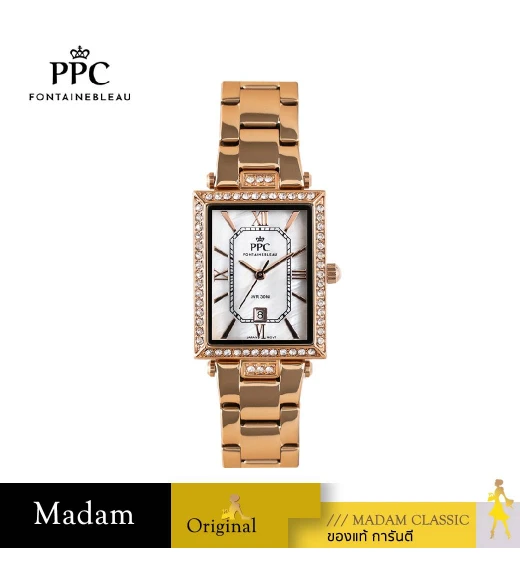 "นาฬิกาข้อมือ PPC FONTAINEBLEAU PPC-EC07-RG-WE  DORÉE ROMANS LUXE DATE 23 MM,ROSEGOLD / WHITE"