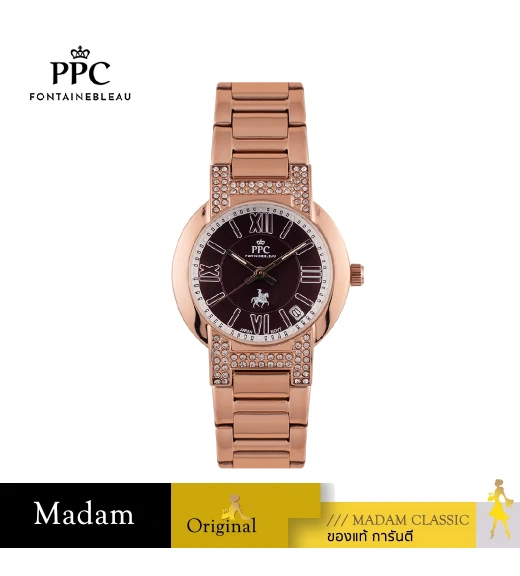 นาฬิกาข้อมือ PPC FONTAINEBLEAU PPC-EC08-RG-BR LE BRETON MODERN DIAMOND DATE 32 MM,ROSEGOLD / BROWN นาฬิกาข้อมือ PPC FONTAINEBLEAU PPC-EC08-RG-BR LE BRETON MODERN DIAMOND DATE 32 MM,ROSEGOLD / BROWN