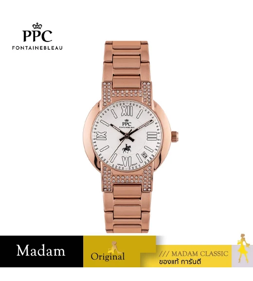 นาฬิกาข้อมือ PPC FONTAINEBLEAU PPC-EC08-RG-WE LE BRETON MODERN DIAMOND DATE 32 MM,ROSEGOLD / WHITE