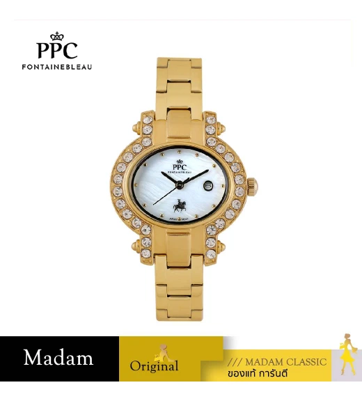 นาฬิกาข้อมือ PPC FONTAINEBLEAU PPC-EC09-GD-WE OVALE HORIZONTAL COURT DATE 34 MM,GOLD / WHITE นาฬิกาข้อมือ PPC FONTAINEBLEAU PPC-EC09-GD-WE OVALE HORIZONTAL COURT DATE 34 MM,GOLD / WHITE