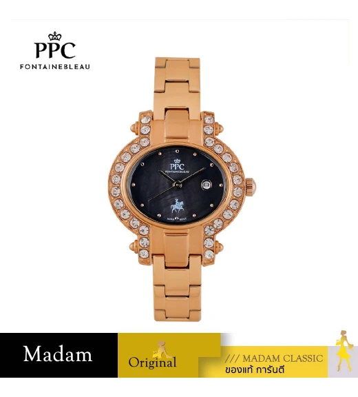 "นาฬิกาข้อมือ PPC FONTAINEBLEAU PPC-EC09-RG-BK  OVALE HORIZONTAL COURT DATE 34 MM,ROSEGOLD / BLACK"