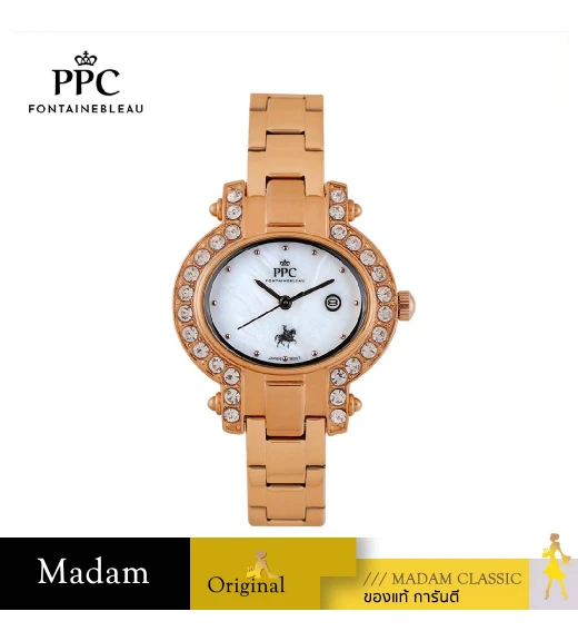นาฬิกาข้อมือ PPC FONTAINEBLEAU PPC-EC09-RG-WE OVALE HORIZONTAL COURT DATE 34 MM,ROSEGOLD / WHITE นาฬิกาข้อมือ PPC FONTAINEBLEAU PPC-EC09-RG-WE OVALE HORIZONTAL COURT DATE 34 MM,ROSEGOLD / WHITE