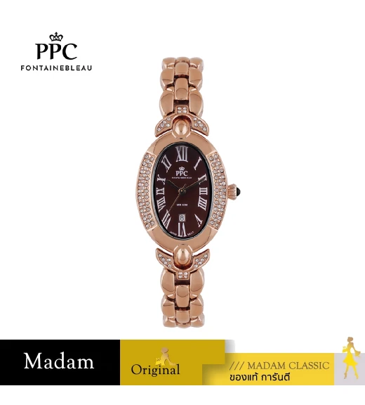 นาฬิกาข้อมือ PPC FONTAINEBLEAU PPC-EC10-RG-BR OVALE MERIFIN DATE 25 MM,ROSEGOLD / BROWN