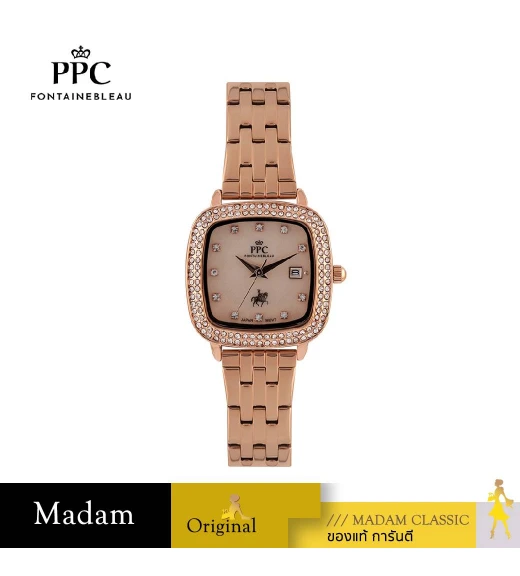 "นาฬิกาข้อมือ PPC FONTAINEBLEAU PPC-EC11-RG  DORÉE DIAMOND SHIELD DATE 28 MM,ROSEGOLD"
