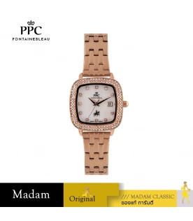 นาฬิกาข้อมือ PPC FONTAINEBLEAU PPC-EC11-RG-WE DORÉE DIAMOND SHIELD DATE 28 MM,ROSEGOLD / WHITE