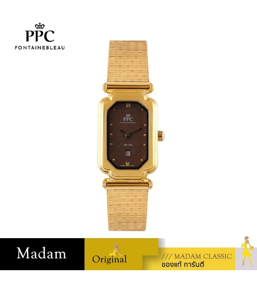 นาฬิกาข้อมือ PPC FONTAINEBLEAU PPC-EC12-GD-BR DORÉE CLASSIC LUXE DATE 22.5 MM,GOLD / BROWN