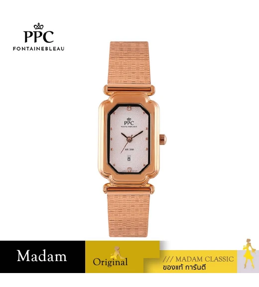 นาฬิกาข้อมือ PPC FONTAINEBLEAU PPC-EC12-RG-WE DORÉE CLASSIC LUXE DATE 22.5 MM,ROSEGOLD / WHITE