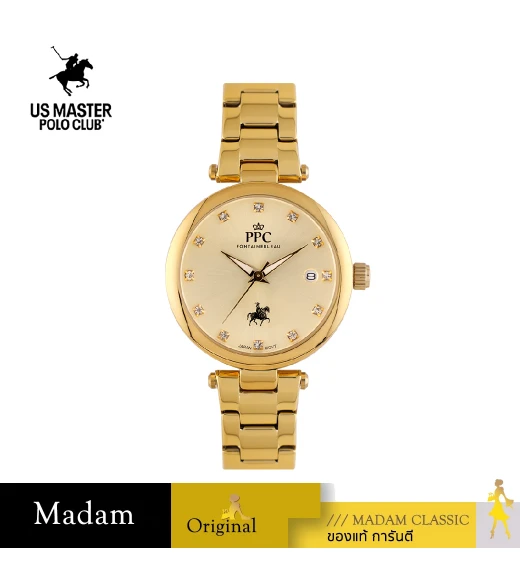 นาฬิกาข้อมือ PPC FONTAINEBLEAU PPC-EC14-GD JOAN MODERN DIAMOND DATE 34 MM,GOLD