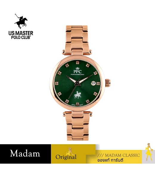 นาฬิกาข้อมือ PPC FONTAINEBLEAU PPC-EC14-RG-GN JOAN MODERN DIAMOND DATE 34 MM,ROSEGOLD / GREEN