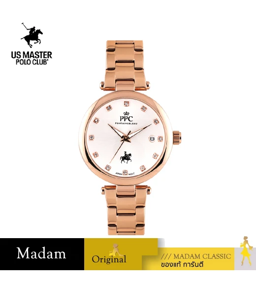 นาฬิกาข้อมือ PPC FONTAINEBLEAU PPC-EC14-RG-WE JOAN MODERN DIAMOND DATE 34 MM,ROSEGOLD / WHITE
