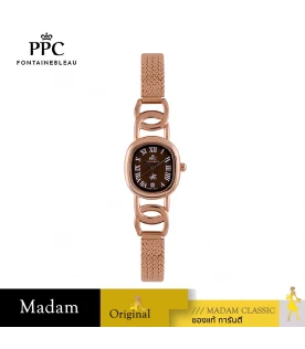 นาฬิกาข้อมือ PPC FONTAINEBLEAU PPC-ED03-RG-BR OVALE ROMAN CLASSIC DATE 23 MM,ROSEGOLD / BROWN