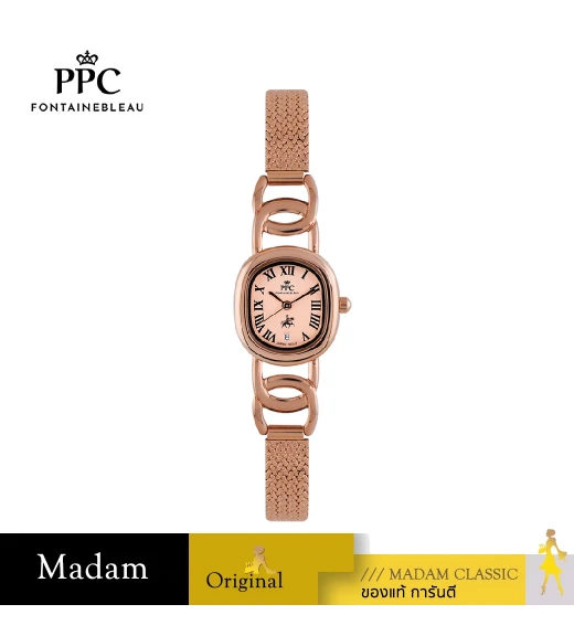 นาฬิกาข้อมือ PPC FONTAINEBLEAU PPC-ED03-RG OVALE ROMAN CLASSIC DATE 23 MM,ROSEGOLD