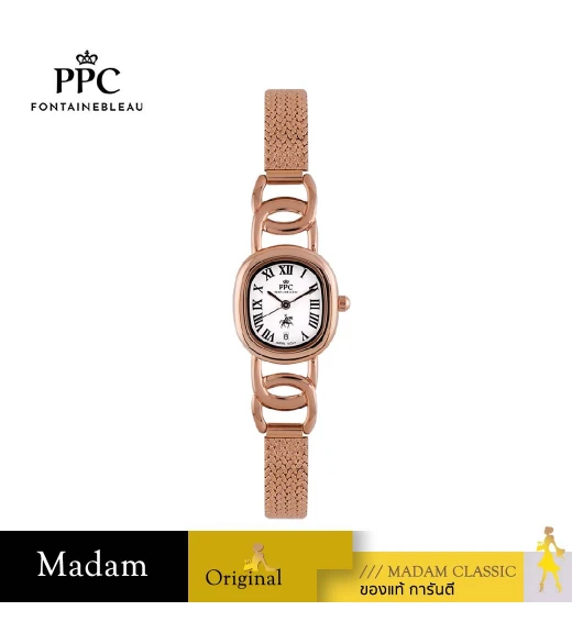 นาฬิกาข้อมือ PPC FONTAINEBLEAU PPC-ED03-RG-WE OVALE ROMAN CLASSIC DATE 23 MM,ROSEGOLD / WHITE