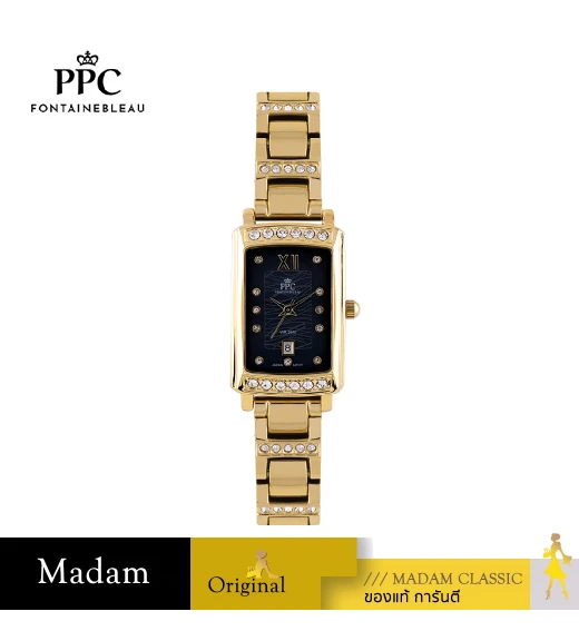 นาฬิกาข้อมือ PPC FONTAINEBLEAU PPC-ED05-GD-BK DORÉE GLIMMER DATE 20.5 MM,GOLD / BLACK