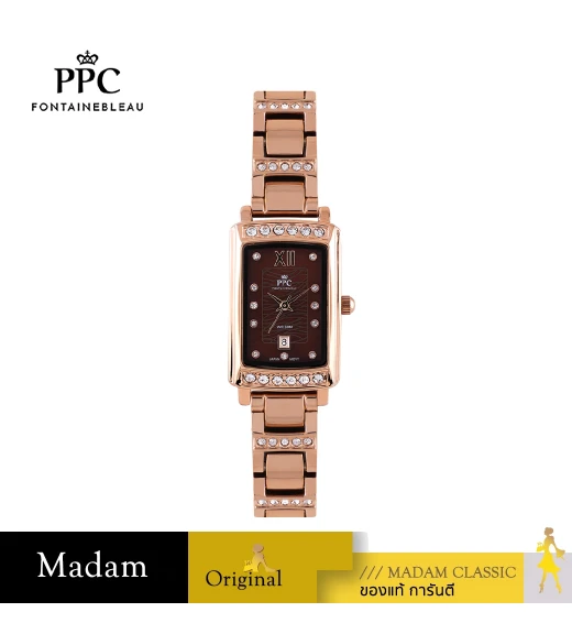 นาฬิกาข้อมือ PPC FONTAINEBLEAU PPC-ED05-RG-BR DORÉE GLIMMER DATE 20.5 MM,ROSEGOLD / BROWN
