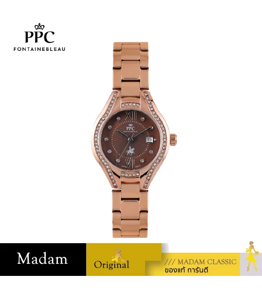 นาฬิกาข้อมือ PPC FONTAINEBLEAU PPC-ED06-RG-BR CANNES VALLORA DATE 30 MM,ROSEGOLD / BROWN