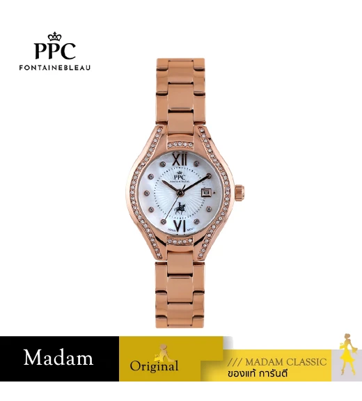 นาฬิกาข้อมือ PPC FONTAINEBLEAU PPC-ED06-RG-WE CANNES VALLORA DATE 30 MM,ROSEGOLD / WHITE
