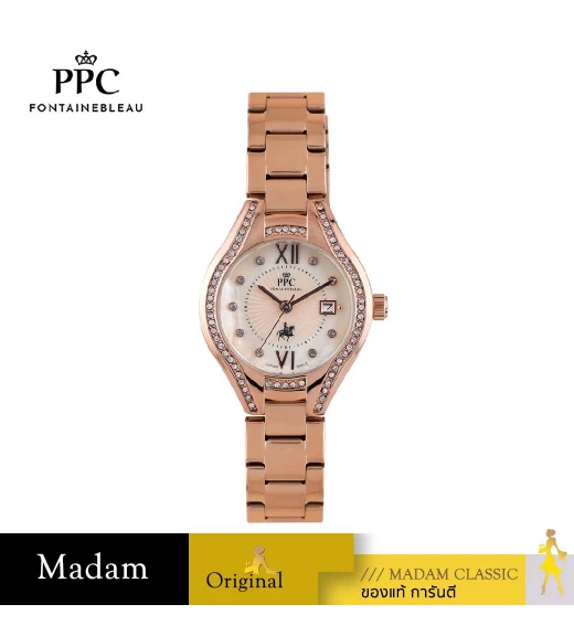 นาฬิกาข้อมือ PPC FONTAINEBLEAU  PPC-ED06-RG-WN CANNES VALLORA DATE 30 MM,ROSEGOLD / WINE