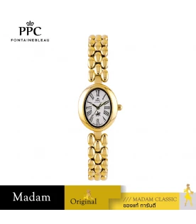 นาฬิกาข้อมือ PPC FONTAINEBLEAU PPC-ED07-GD-WE OVALE ROMAN CLASSIC DATE 22.5 MM,GOLD / WHITE