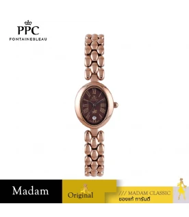 นาฬิกาข้อมือ PPC FONTAINEBLEAU PPC-ED07-RG-BR OVALE ROMAN CLASSIC DATE 22.5 MM,ROSEGOLD / BROWN