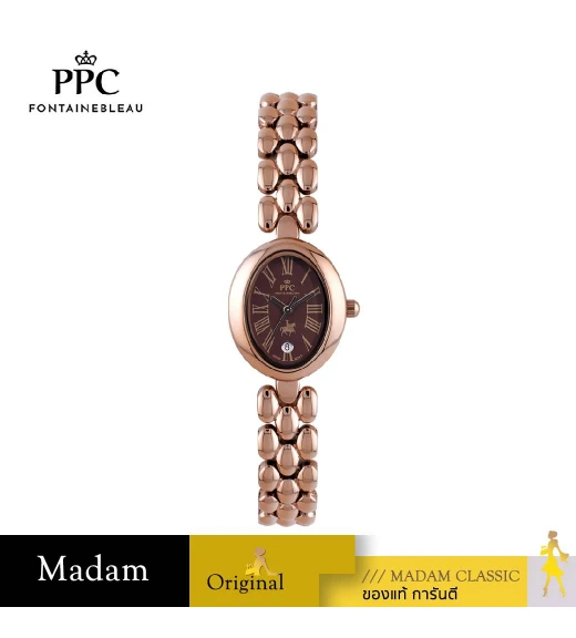 นาฬิกาข้อมือ PPC FONTAINEBLEAU PPC-ED07-RG-BR OVALE ROMAN CLASSIC DATE 22.5 MM,ROSEGOLD / BROWN นาฬิกาข้อมือ PPC FONTAINEBLEAU PPC-ED07-RG-BR OVALE ROMAN CLASSIC DATE 22.5 MM,ROSEGOLD / BROWN