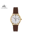 นาฬิกาข้อมือ PPC FONTAINEBLEAU PPC-ED09-BR-GWE LER BRETON MODERN 35 MM,BROWN / GOLD WHITE