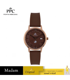 นาฬิกาข้อมือ PPC FONTAINEBLEAU PPC-ED09-BR-RBR LER BRETON MODERN 35 MM,BROWN / ROSEGOLD BROWN