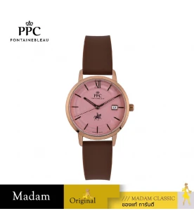 นาฬิกาข้อมือ PPC FONTAINEBLEAU PPC-ED09-BR-RPK LER BRETON MODERN 35 MM,BROWN / ROSEGOLD PINK