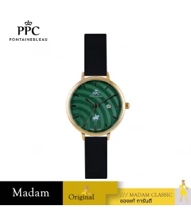 นาฬิกาข้อมือ PPC FONTAINEBLEAU PPC-ED10-BK-GGN JEUNESSE VÉLA DATE 32 MM,BLACK / GOLD GREEN