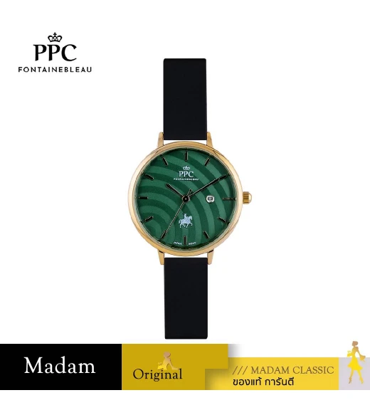 นาฬิกาข้อมือ PPC FONTAINEBLEAU PPC-ED10-BK-GGN JEUNESSE VÉLA DATE 32 MM,BLACK / GOLD GREEN