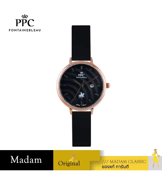 นาฬิกาข้อมือ PPC FONTAINEBLEAU PPC-ED10-BK-RBK JEUNESSE VÉLA DATE 32 MM,BLACK / ROSEGOLD BLACK