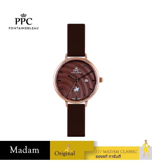 นาฬิกาข้อมือ PPC FONTAINEBLEAU PPC-ED10-BR-RBR JEUNESSE VÉLA DATE 32 MM,BROWN / ROSEGOLD BROWN