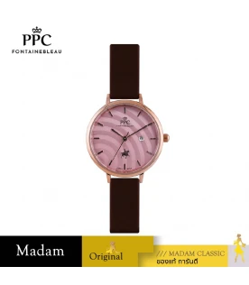นาฬิกาข้อมือ PPC FONTAINEBLEAU PPC-ED10-BR-RPK JEUNESSE VÉLA DATE 32 MM,BROWN / ROSEGOLD PINK