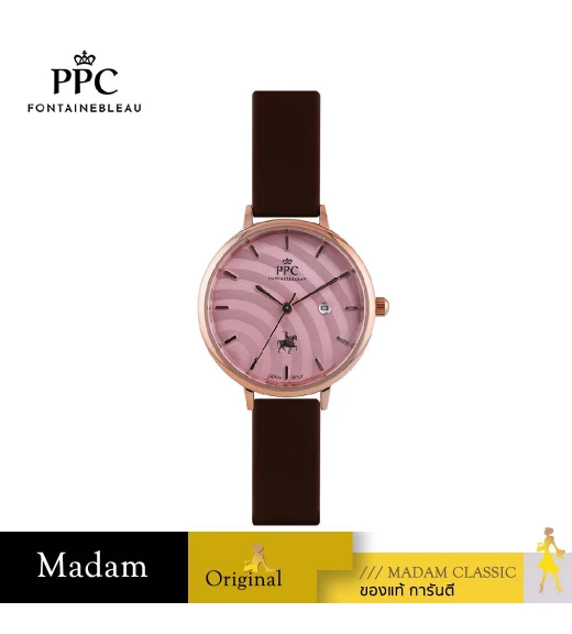 นาฬิกาข้อมือ PPC FONTAINEBLEAU PPC-ED10-BR-RPK JEUNESSE VÉLA DATE 32 MM,BROWN / ROSEGOLD PINK